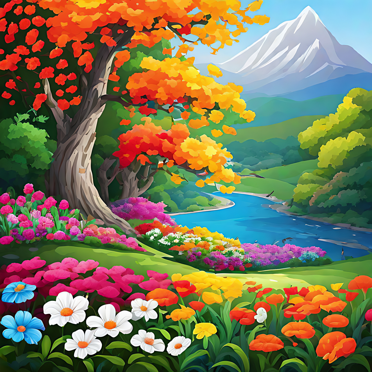 万紫千红百花艳,姹紫嫣红百花香!#唯美水彩风景画# #童话世界