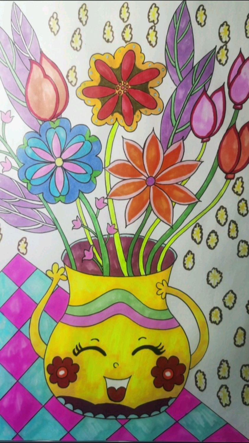 不同花瓶简笔画彩色图片