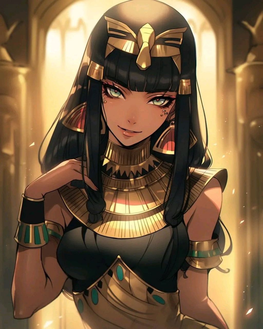 一组埃及风格的角色插画欣赏,金色与黑色搭配充满了华丽的风格.