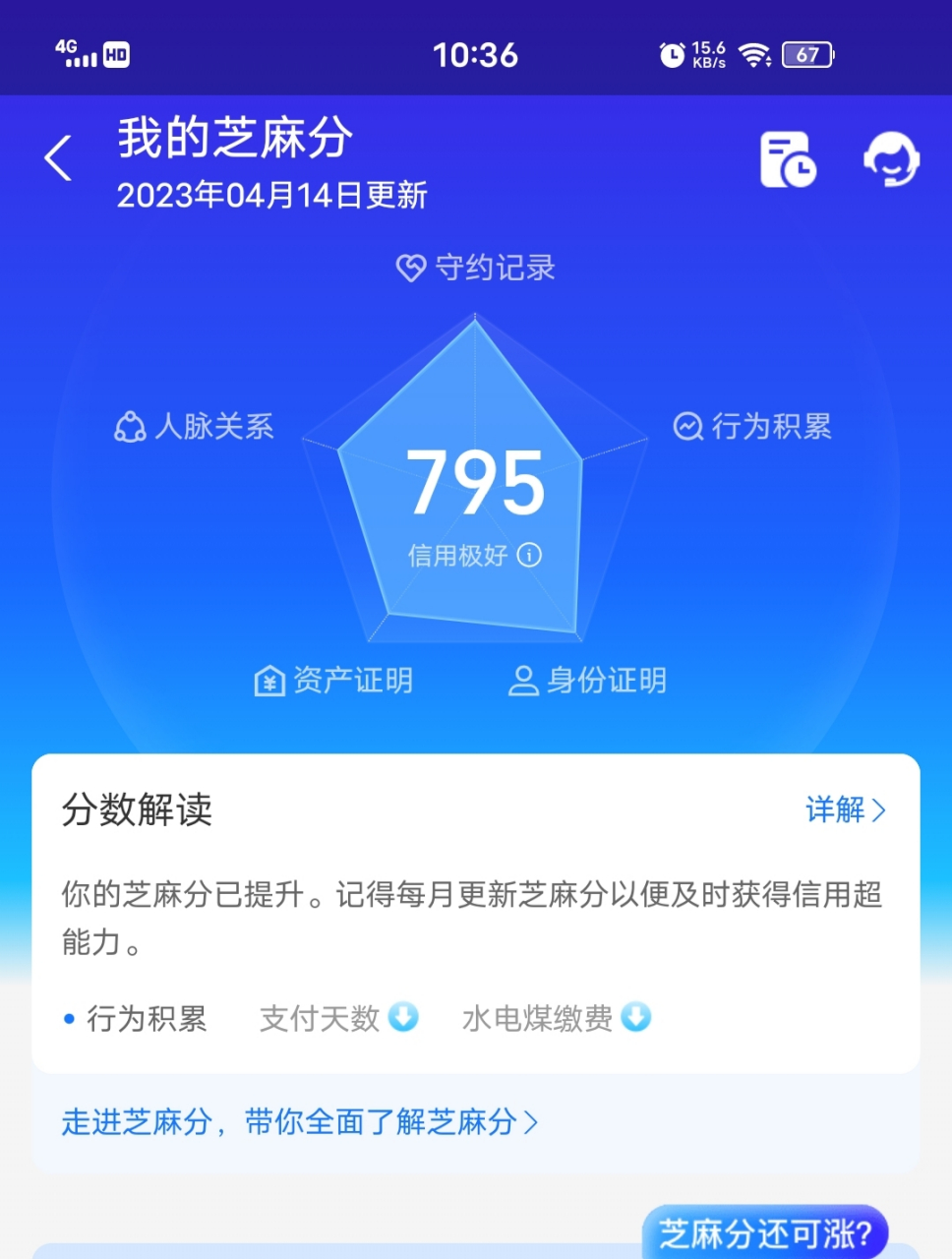 支付宝# #芝麻分