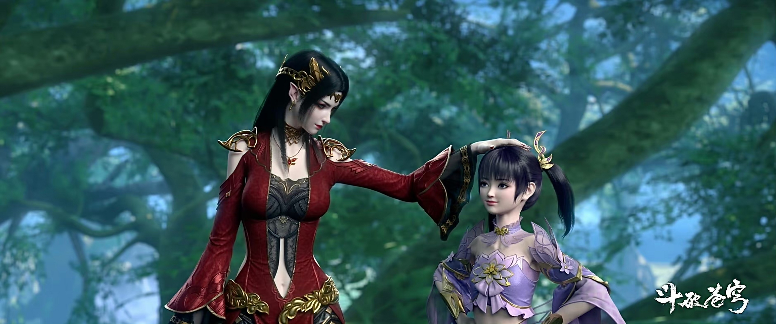 美杜莎女王和紫研这画面,太有爱了#国漫# #斗破苍穹