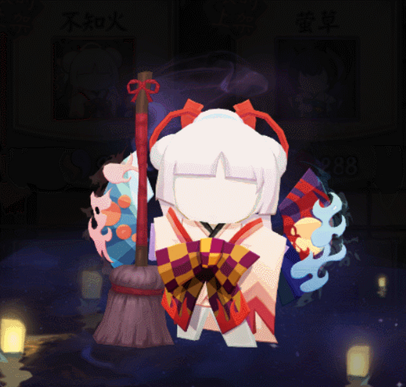 阴阳师# #阴阳师手游# #游戏#  小纸人皮肤上新:有不知火,萤草,真红