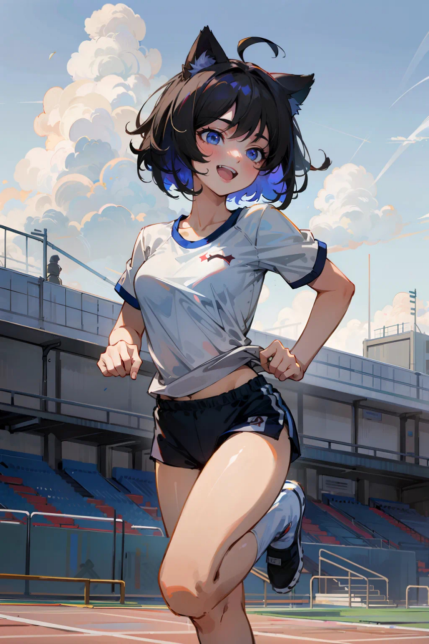 短跑运动员,长了猫耳的希儿酱[打call]#二次元
