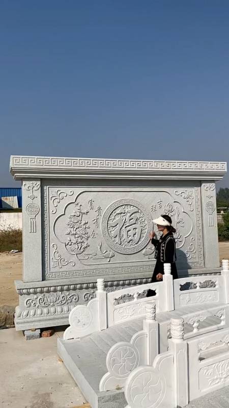 花岗岩影壁墙,天然石材雕刻,尺寸可按所需定制-度小视