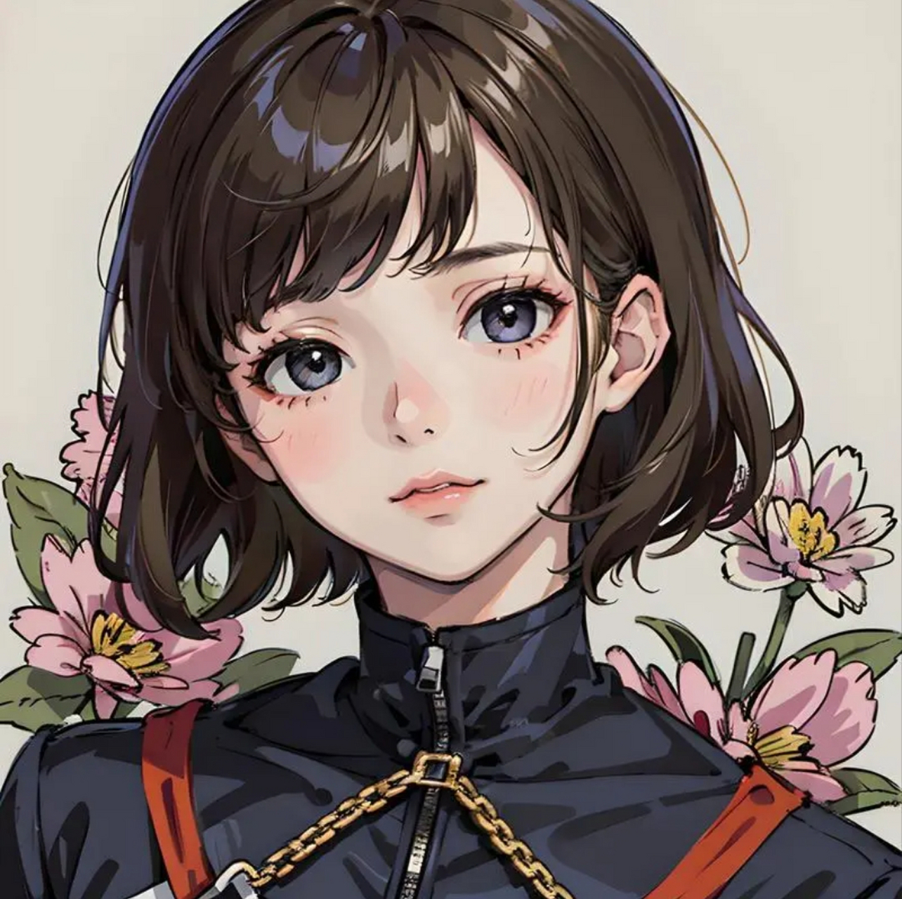 ai彩画短发头像