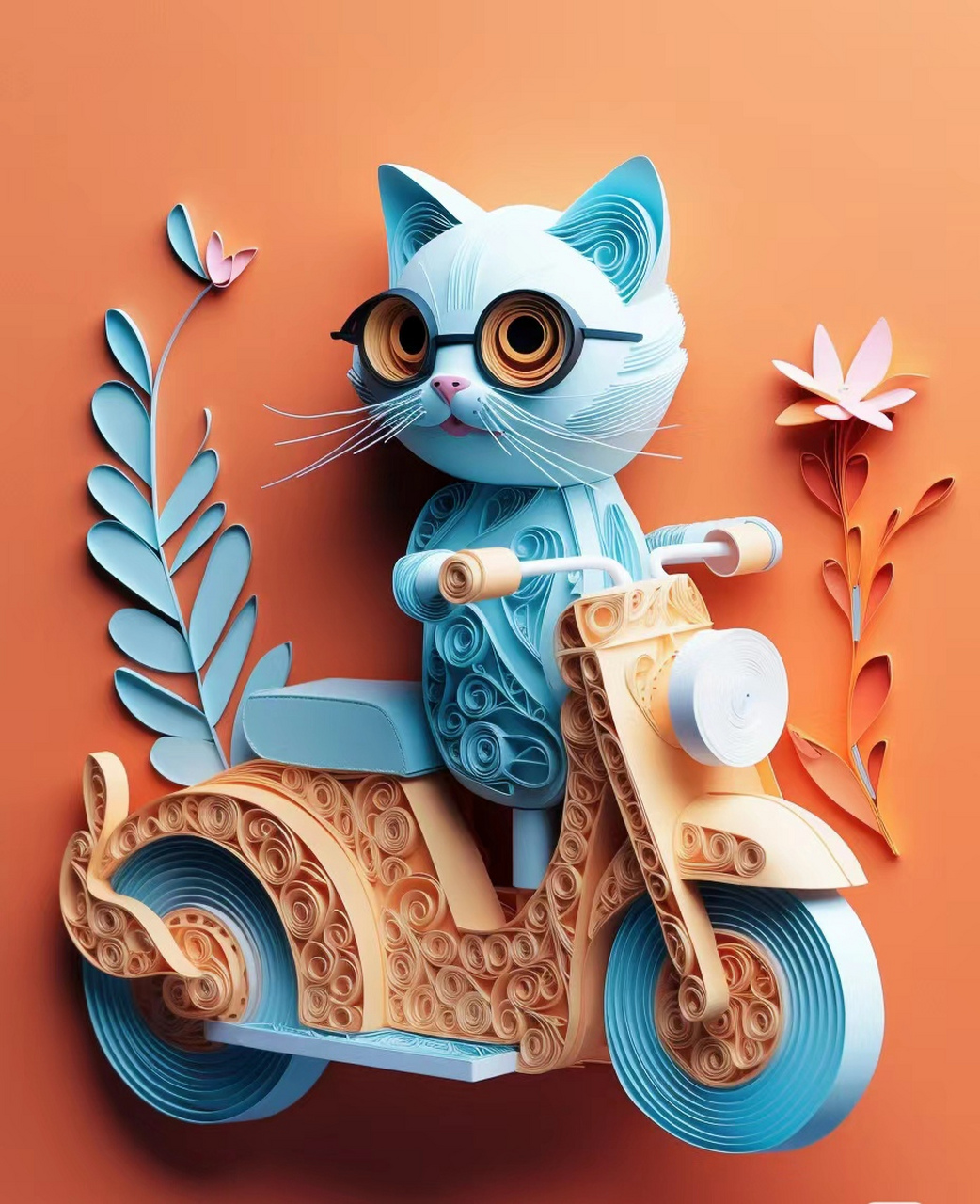 衍纸艺术   快乐的小猫咪