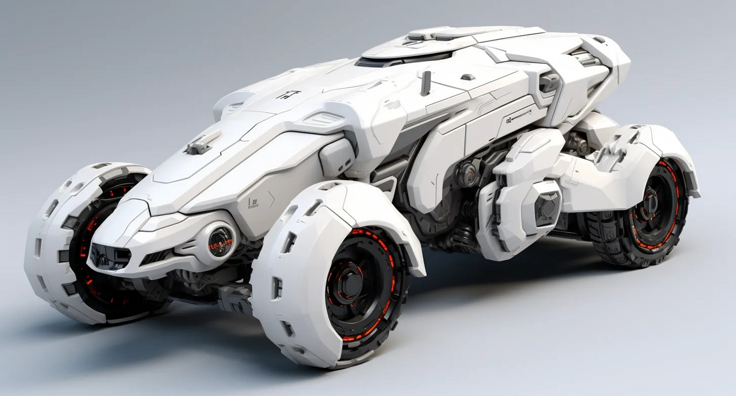 一组ai生成的充满科技感的装甲车辆作品,白色的外甲显得科幻感十足