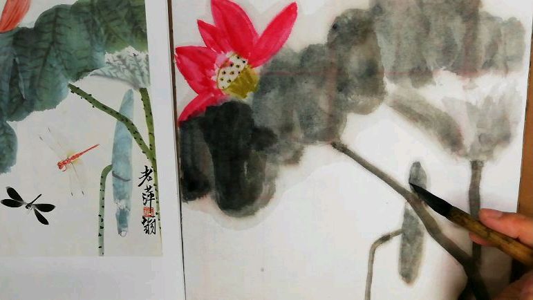 齐白石的荷花,雅俗共赏,简单易学