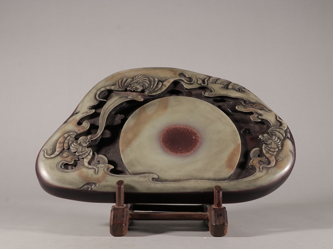 紫袍玉带石 蝙蝠纹 文房砚台