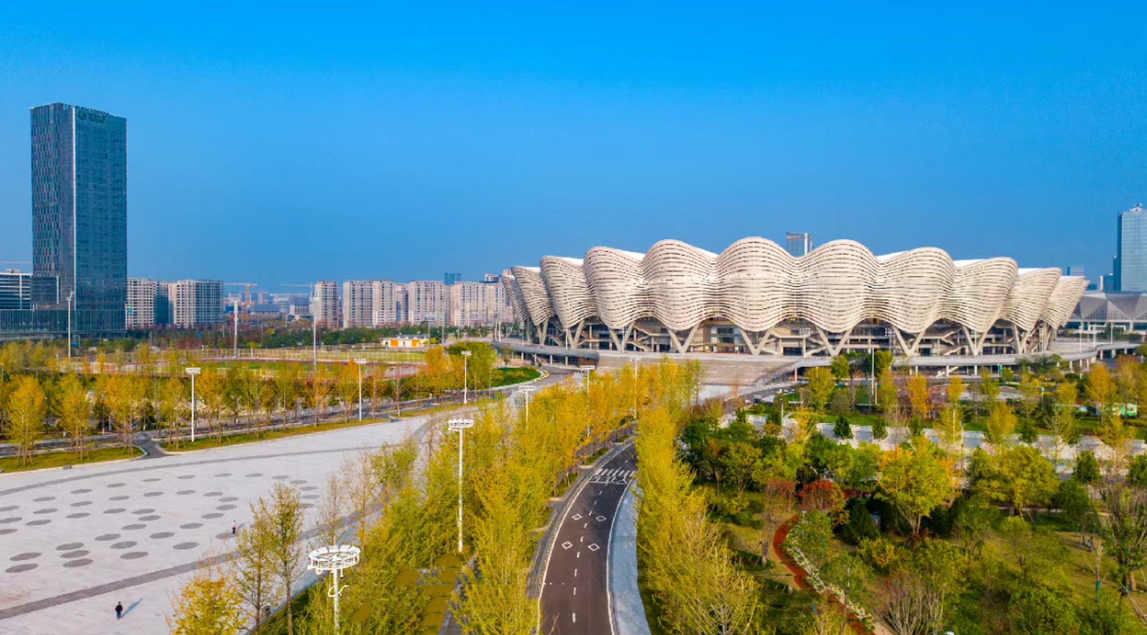 俗话说"叶落知秋,霜落知寒",在西安奥体中心灞河景区闲游,于城市里