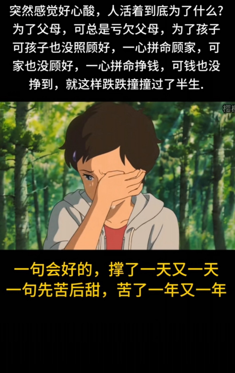 为了父母?可我们总是亏欠父母那么多!为了家庭?我们到底为家庭做了啥?