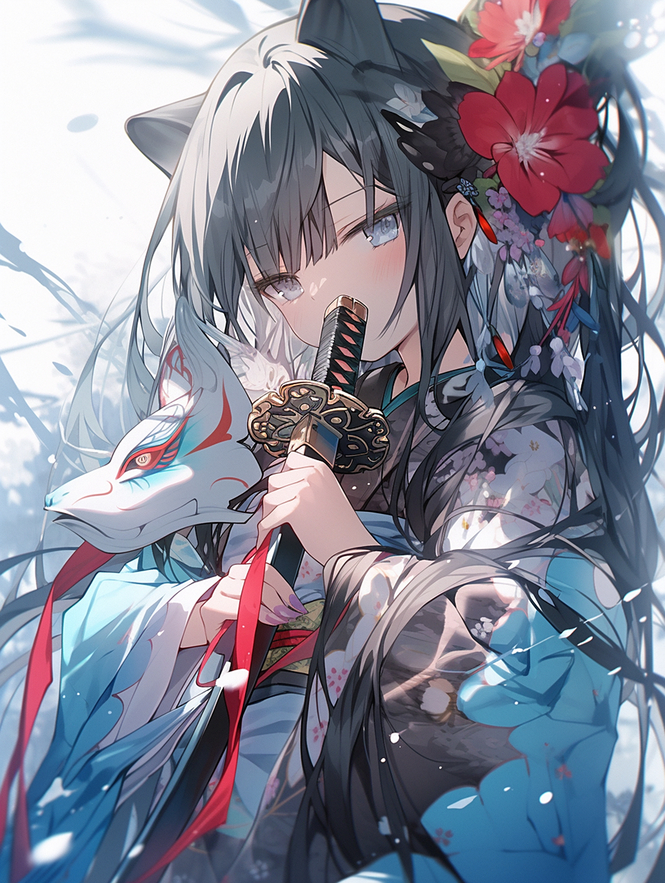 二次元# 冷艳又透露着可爱的和风少女[温暖]