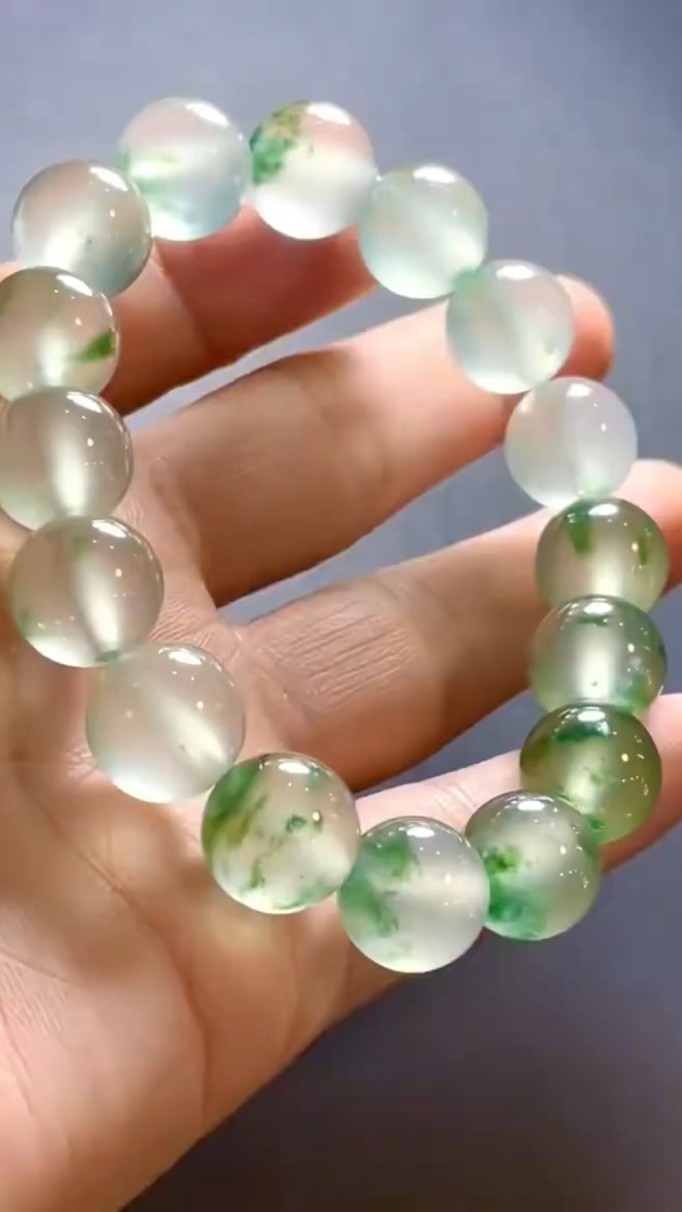 粉丝定做的高冰种飘花翡翠珠子手串分享
