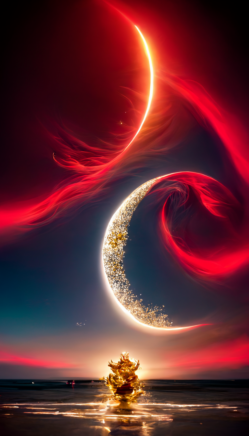 红色天空ai绘画手机壁纸