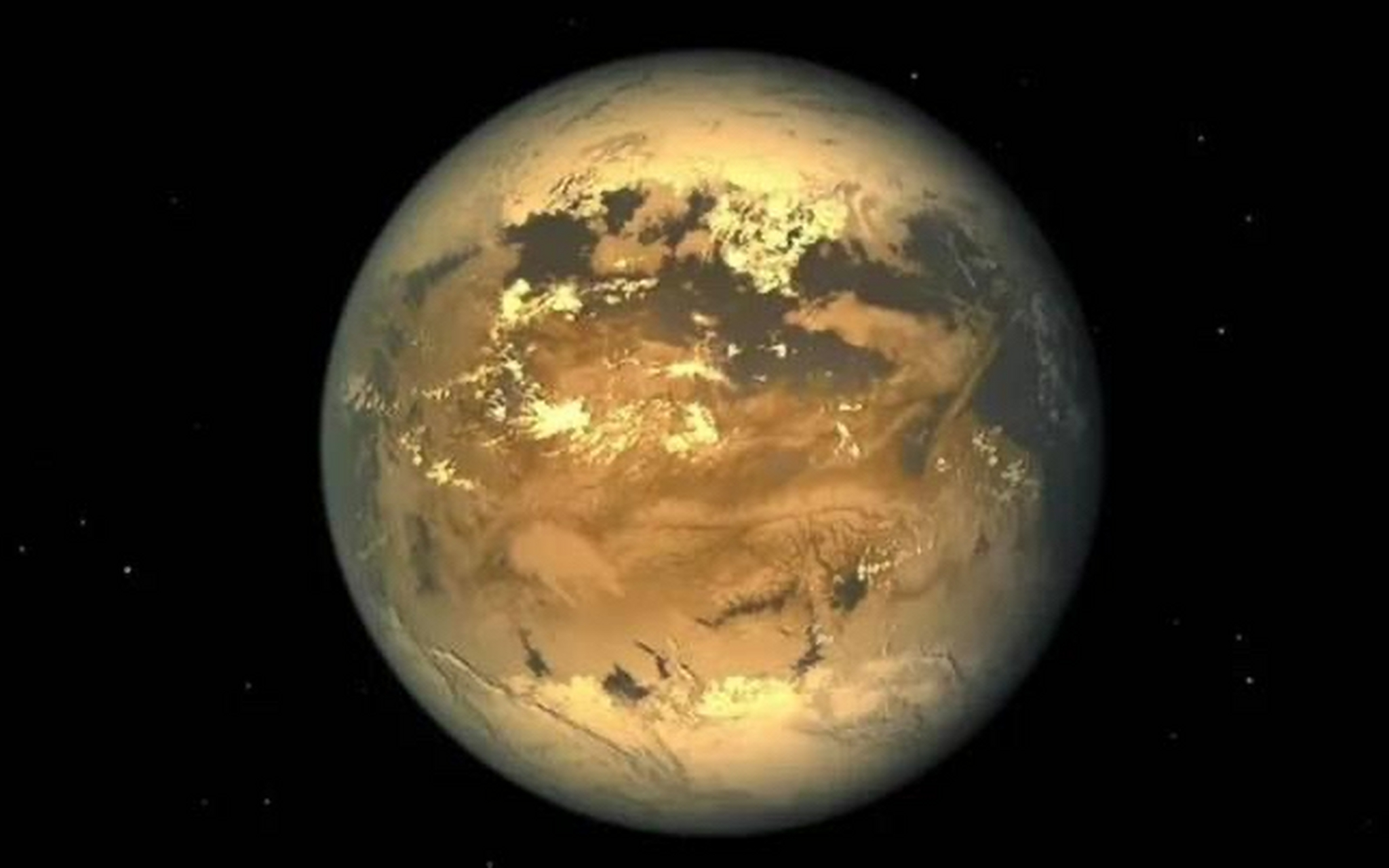 这是格利泽581g,是一颗系外行星,围绕一颗天秤座的红矮星格利泽581