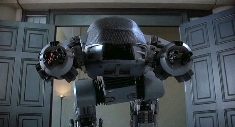 电影欣赏《机械战警1》中的战斗机器人ed-209