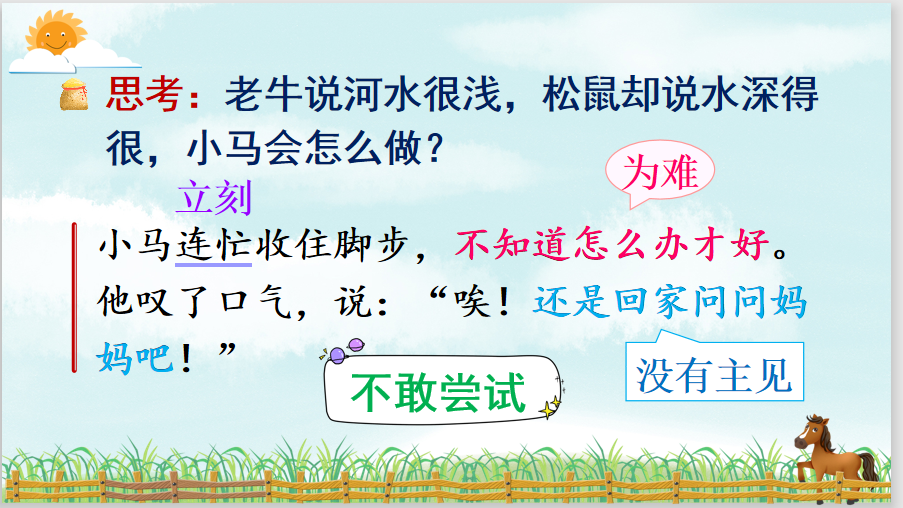 二年級語文下冊課文14《小馬過河》課件 教學設計 反思