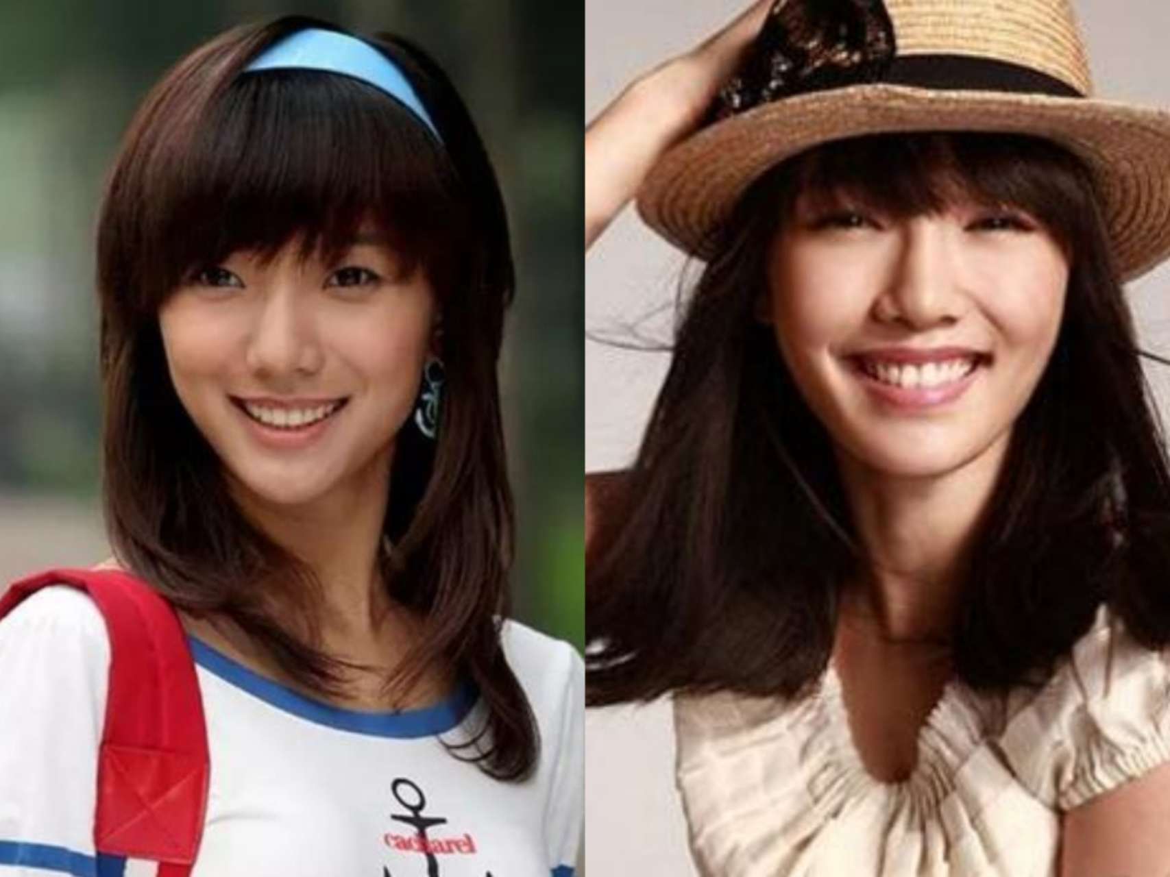 白百何和王珞丹脸型相似,但是一个甜美一个淑女