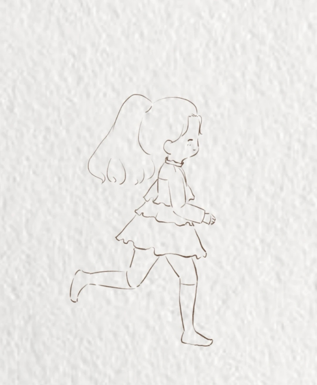 小女孩奔跑简笔画图片