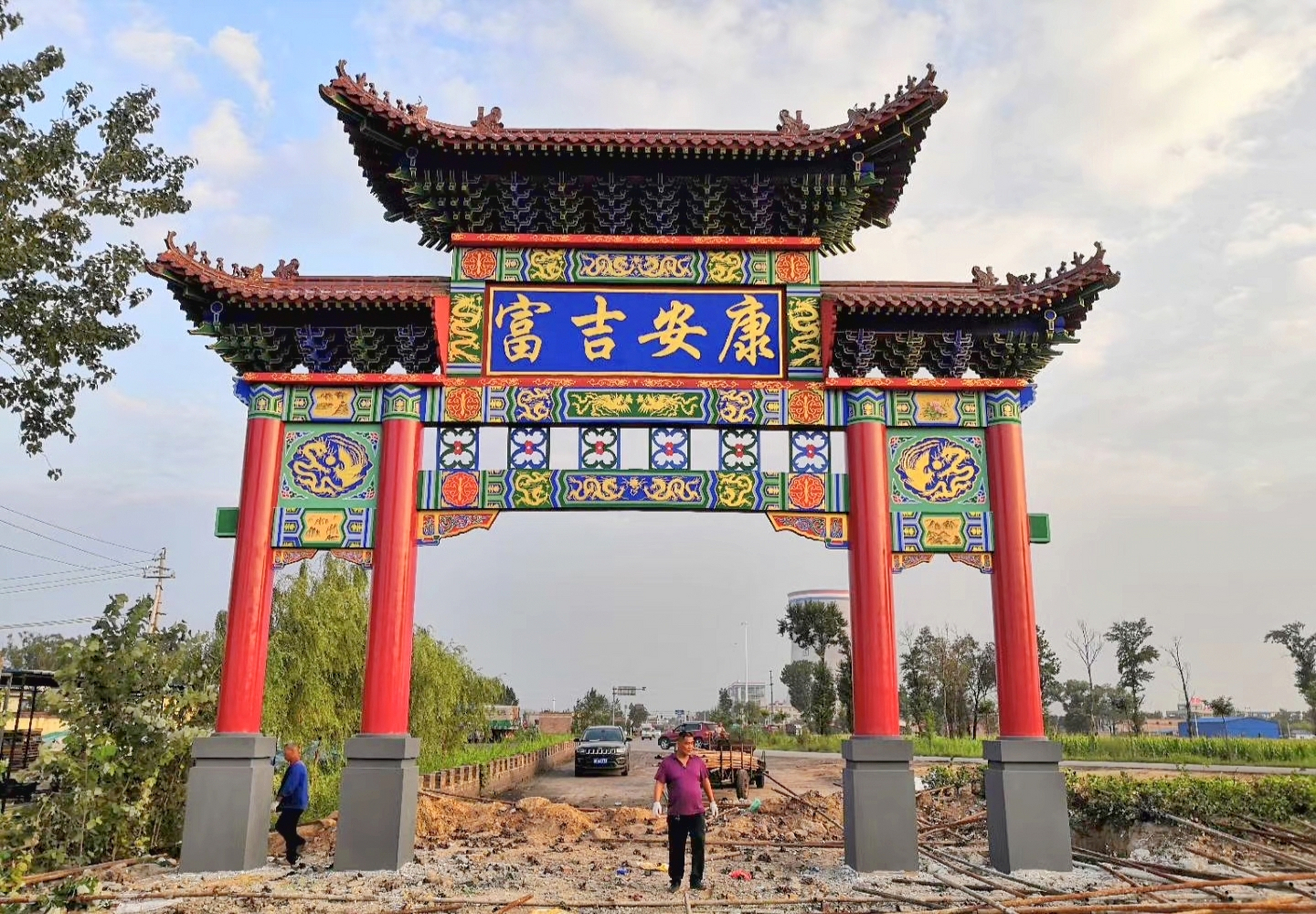 古建牌楼#古建牌楼# 水泥仿古牌楼#水泥仿古牌楼# 美丽乡村入口牌坊