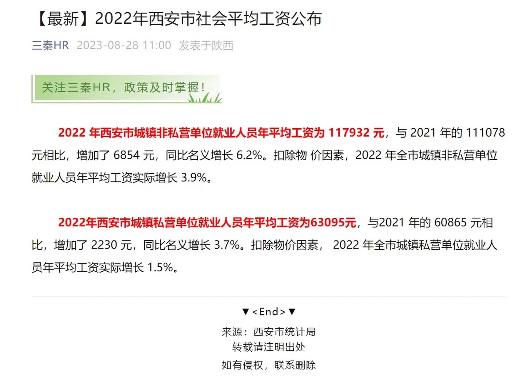 2022年西安社平工资出炉: 非私营单位年薪平均117932元,月薪平均9827