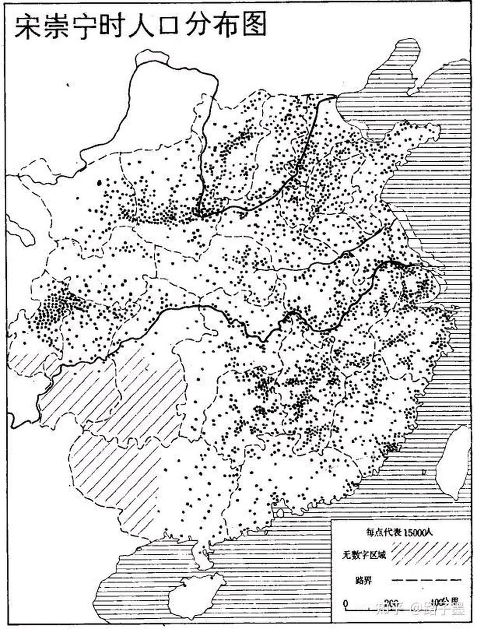[云喝酒]怪不得元朝长江中下游人口特别集中 图2&3:宋元人口分布对比