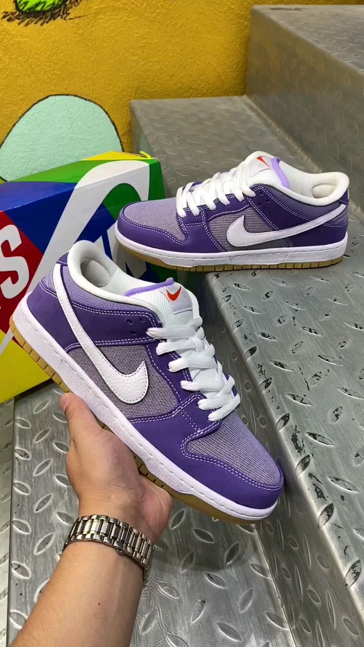 nike dunk low sb 低帮滑板鞋灰白紫 开箱细节鉴赏-度小视