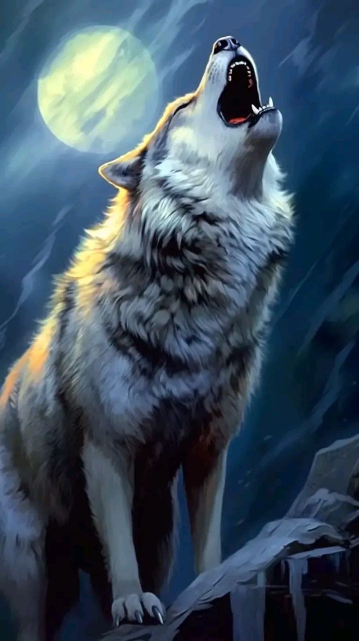 孤狼啸月壁纸,野坡孤狼向月嚎,月哭声声诉独身