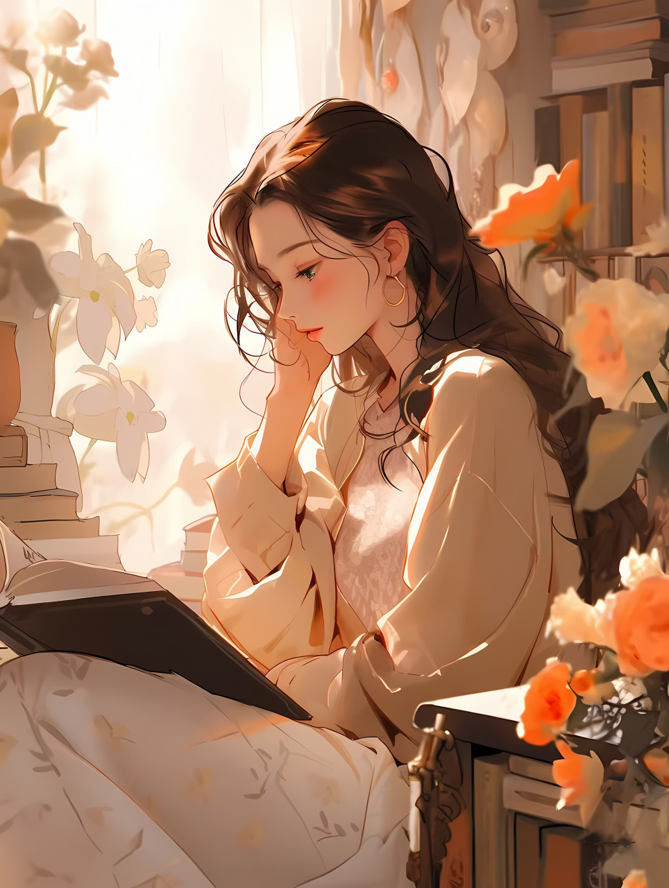 看书的少女#二次元# #ai绘画# #ai共创计划