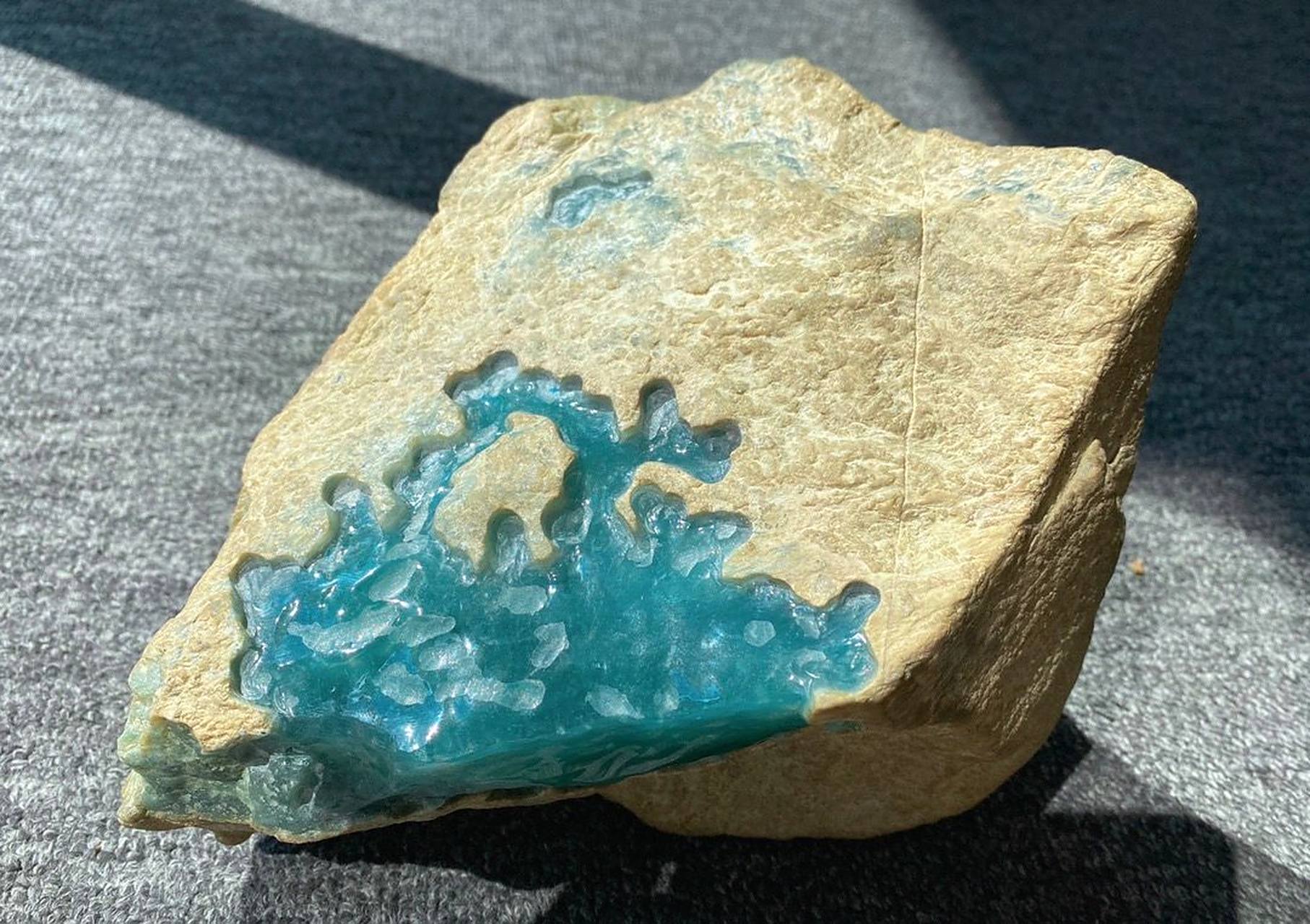 翡翠原石# #点击头像看直播# 莫西沙冰种天空蓝手镯料,实力货10.