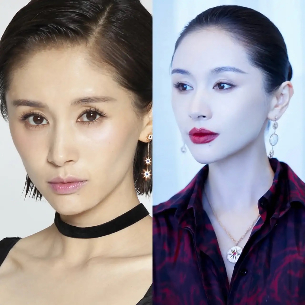 填充最成功的两位女星—王子文,奚梦瑶! 两位的原生脸都有凹陷,干瘪的