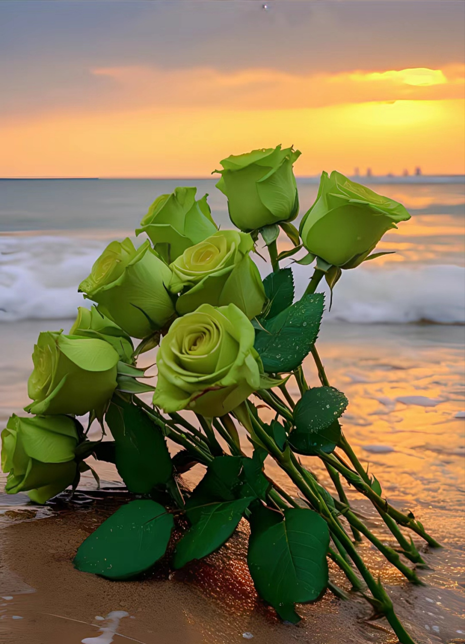 苏格兰绿玫瑰,上面是你的笑容,背后是我的深情,我们的爱散发着永恒的