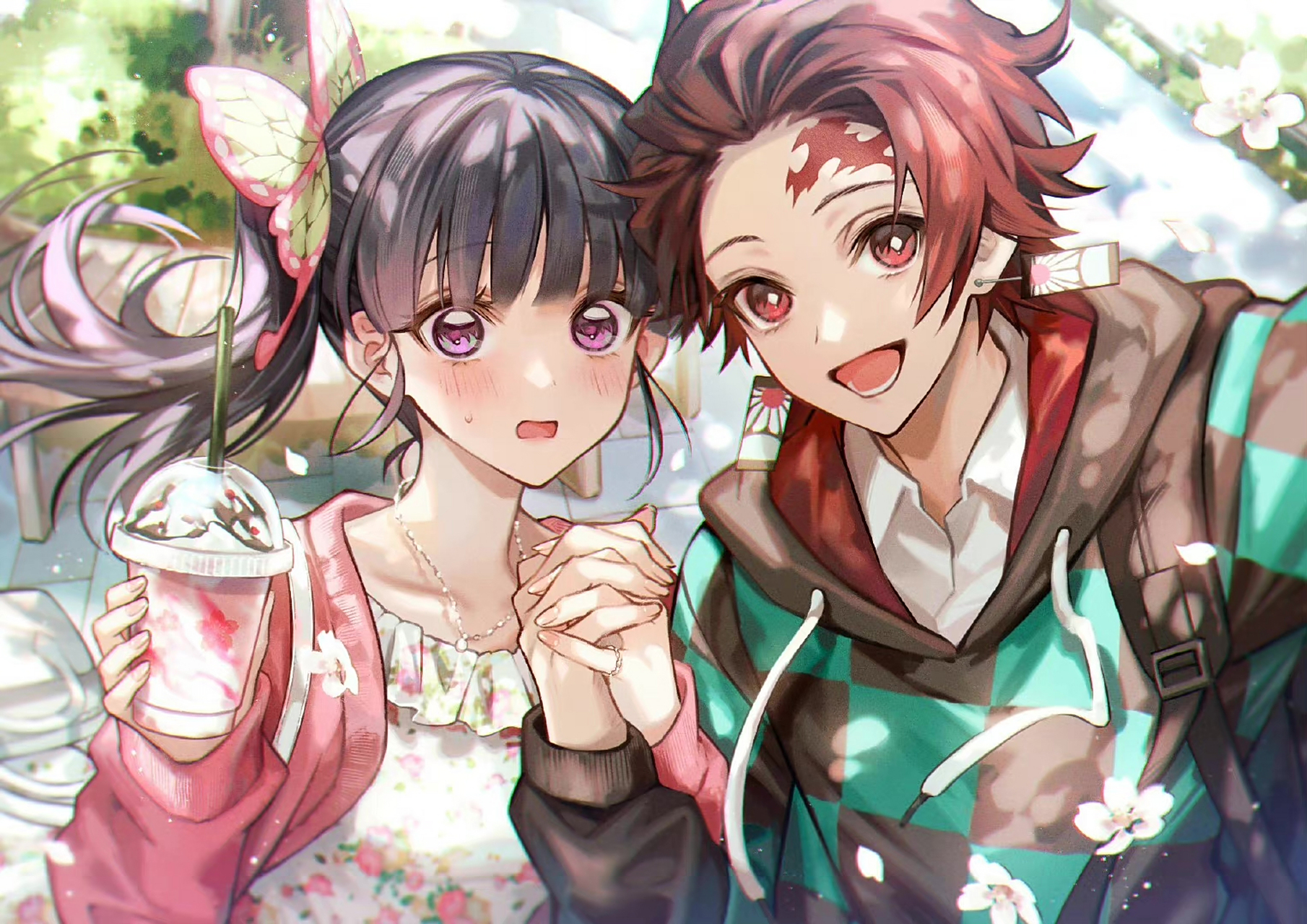 鬼灭之刃# 鬼灭之刃 现代装 炭治郎和香奈乎 twi:sayu_drnd #动漫cp