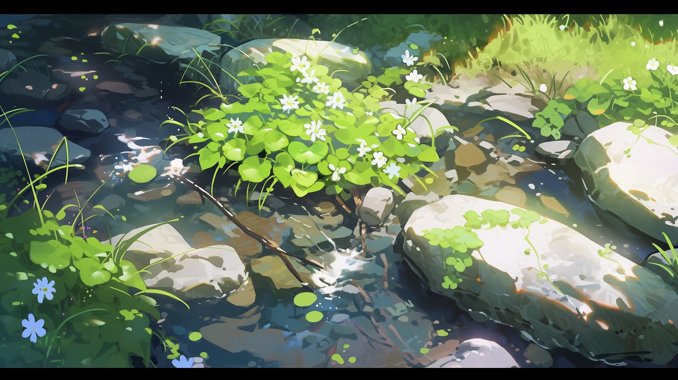 动画世界里的池塘#ai绘画# #二次元# #场景