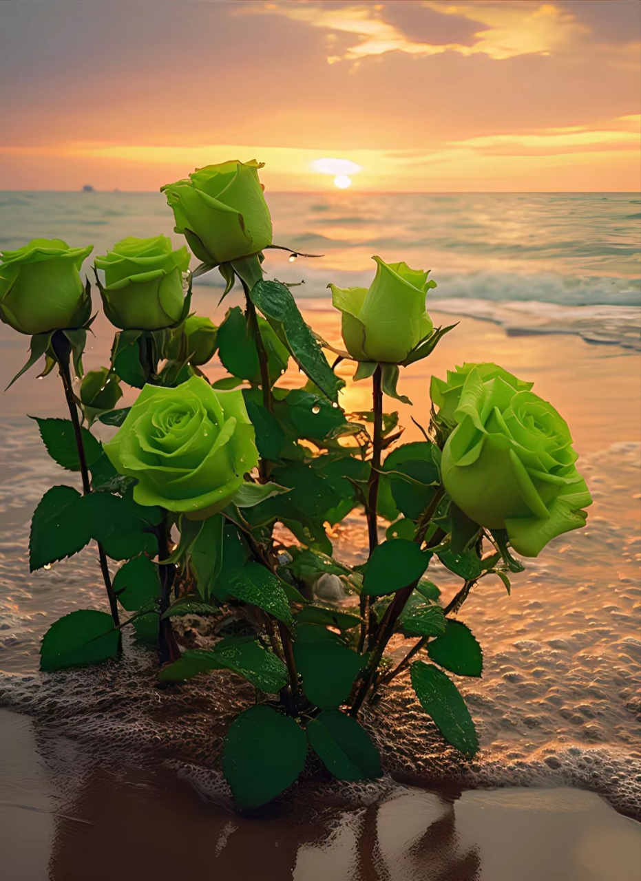 苏格兰绿玫瑰,上面是你的笑容,背后是我的深情,我们的爱散发着永恒的