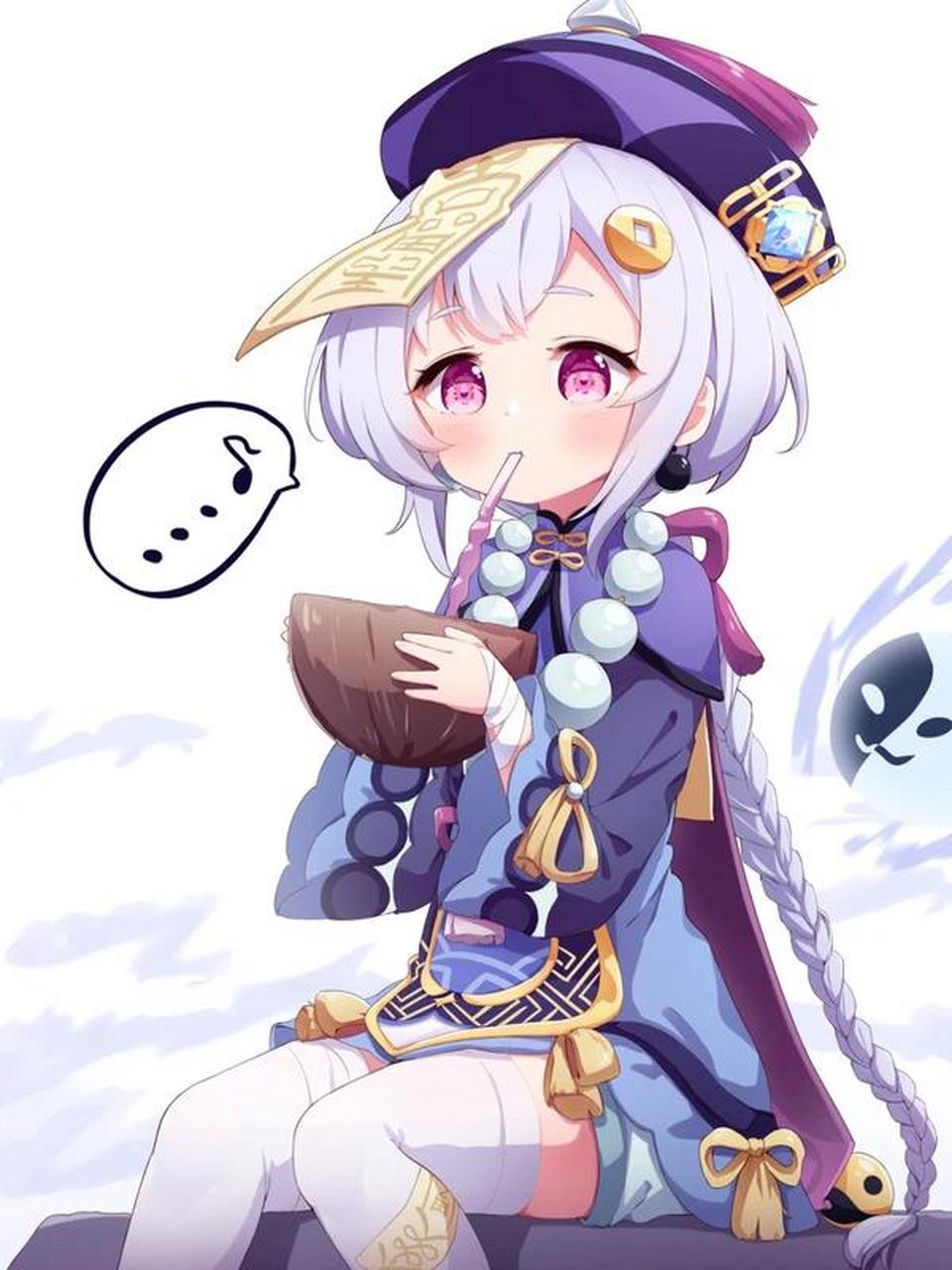 原神# #acgn大杂烩# 喝椰汁的七七.