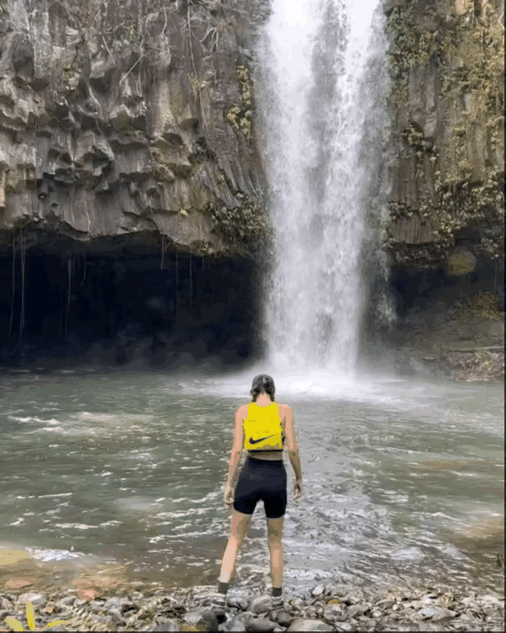 肯豆在海边游玩的动图,好清凉,有山有水再搭配美人,真是美丽的风景画