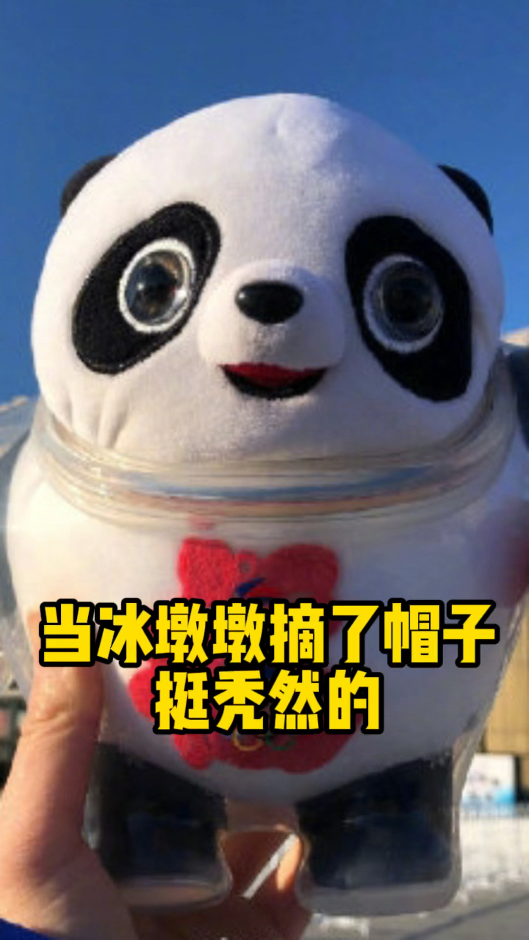 当冰墩墩摘了帽子就挺秃然的不过依然可爱