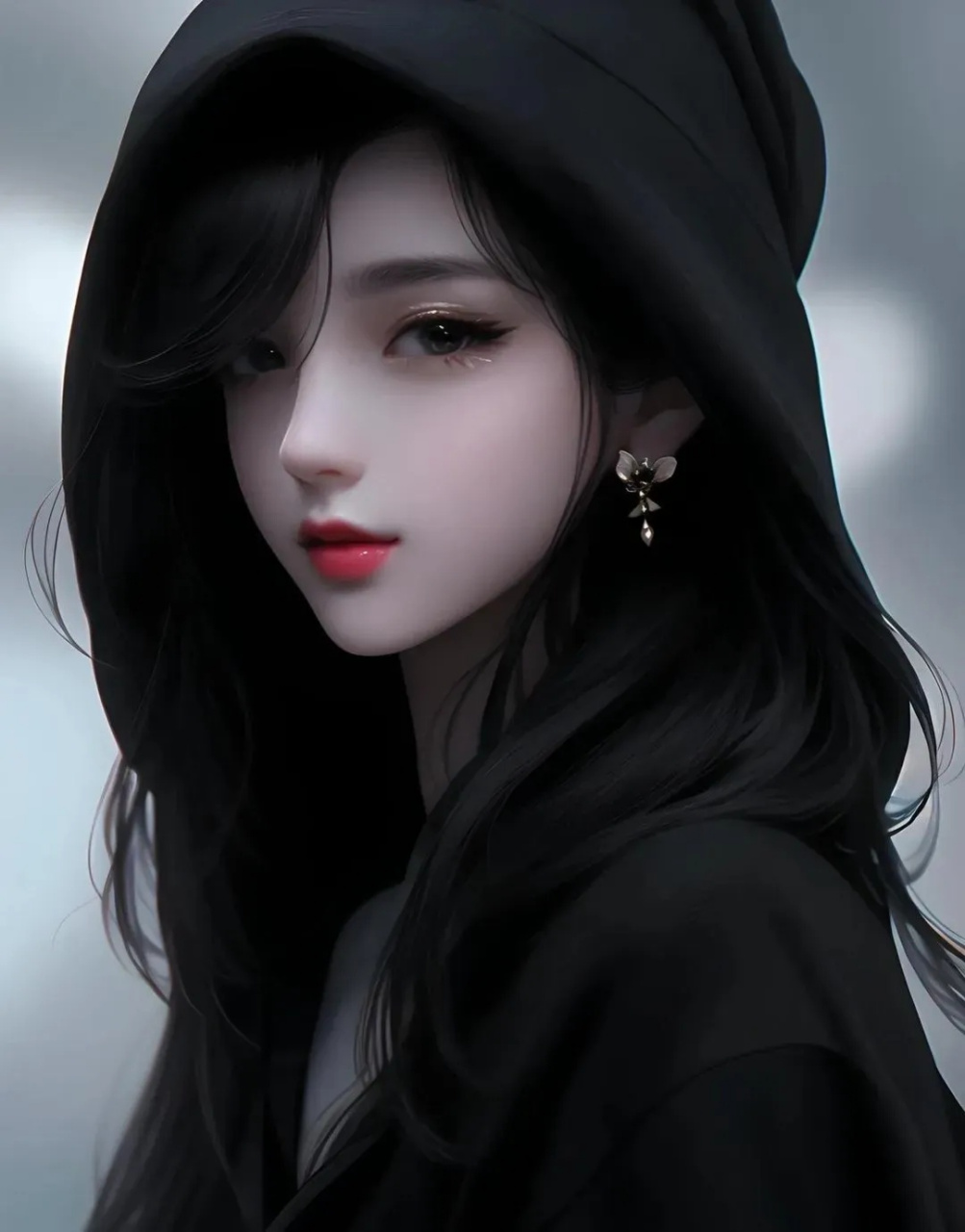 女生头像,酷酷的黑衣,冷冷的表情