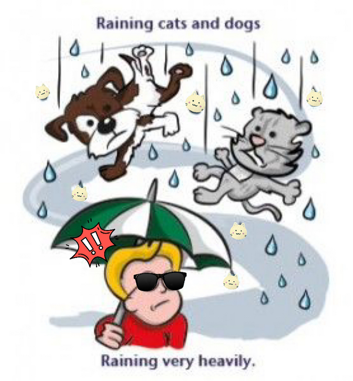 一早起来下大雨. rainning cats  and dogs是怎么来的呢?