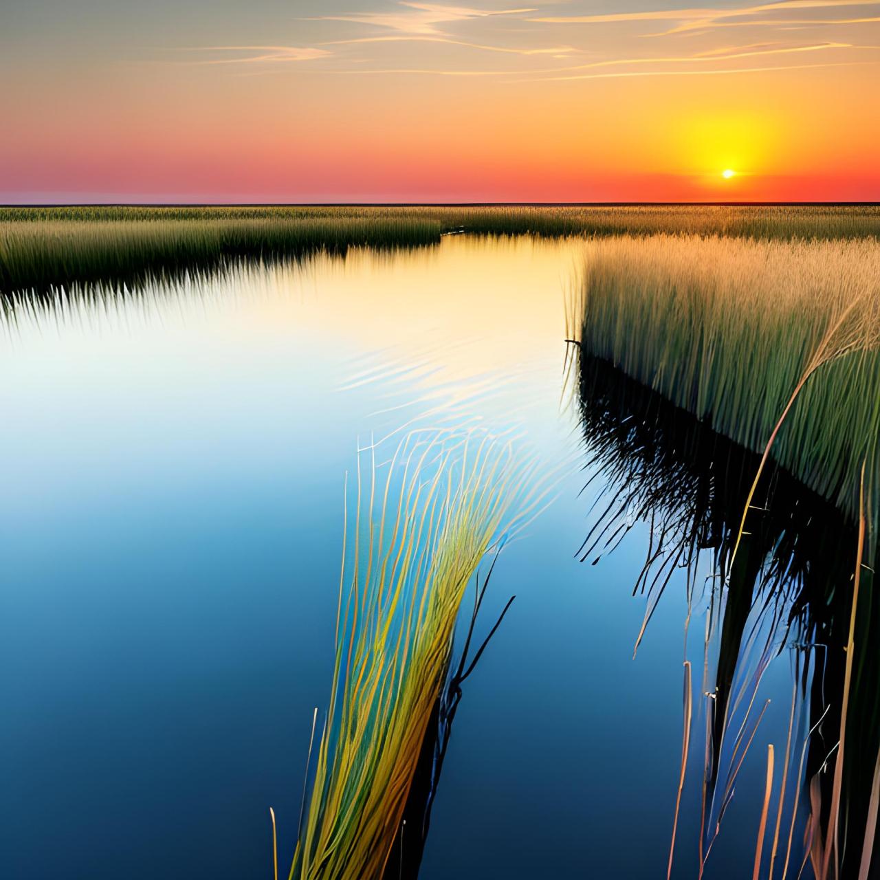 (分享一组图片)夕阳下的芦苇丛 #风景# #治愈系风景