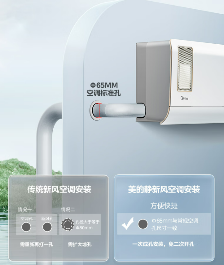 美的静新风空调kfr-26gw/n8xf1-1,独立新风系统24小时低至1度电