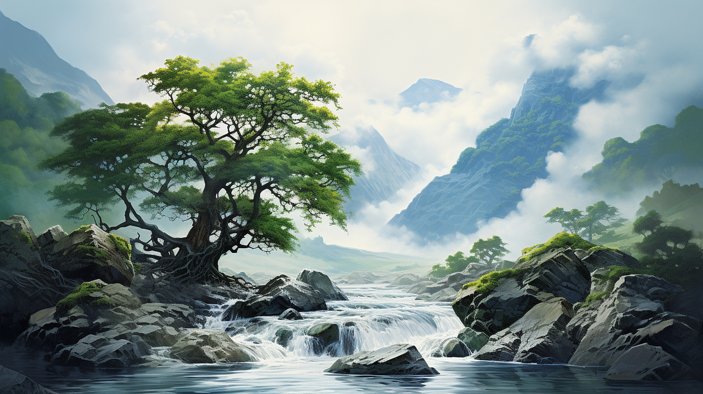 山青水秀#ai绘画# #场景# #风景