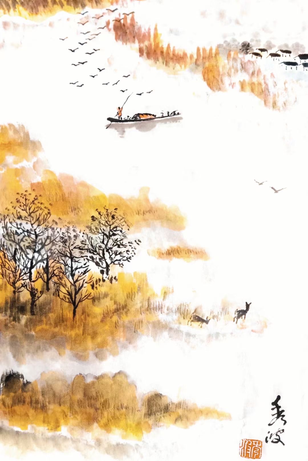 于秀波写意国画留白给人以无限的现象空间,画面唯美,直抒胸臆