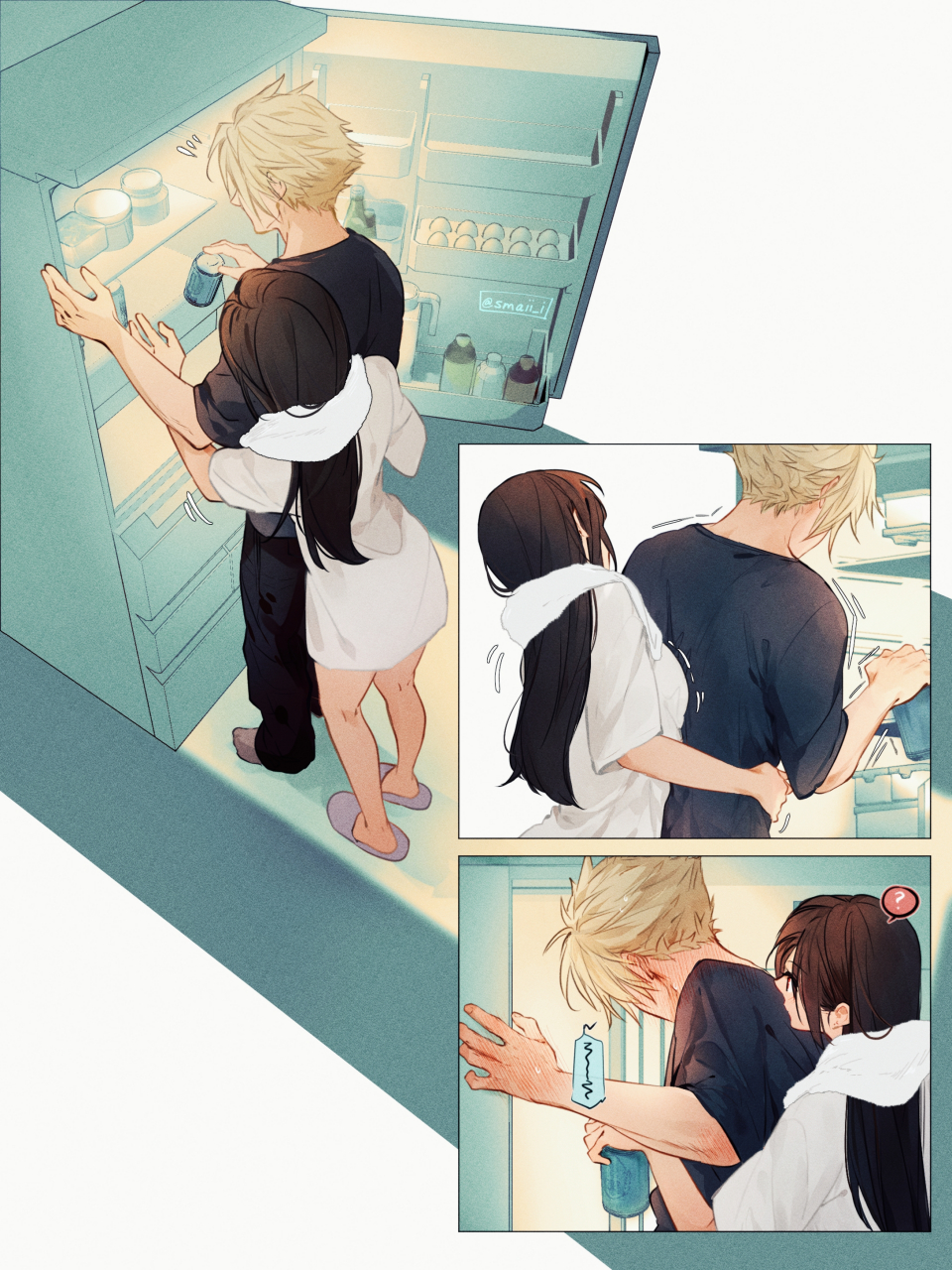 情侣日常,女朋友的背后拥抱让男朋友害羞了