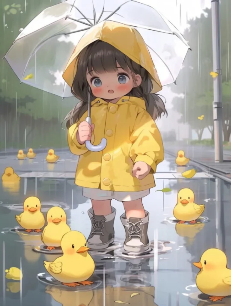 下雨啦,去踩水吧  转自墨羽尘曦#漫画# #ai共创计划