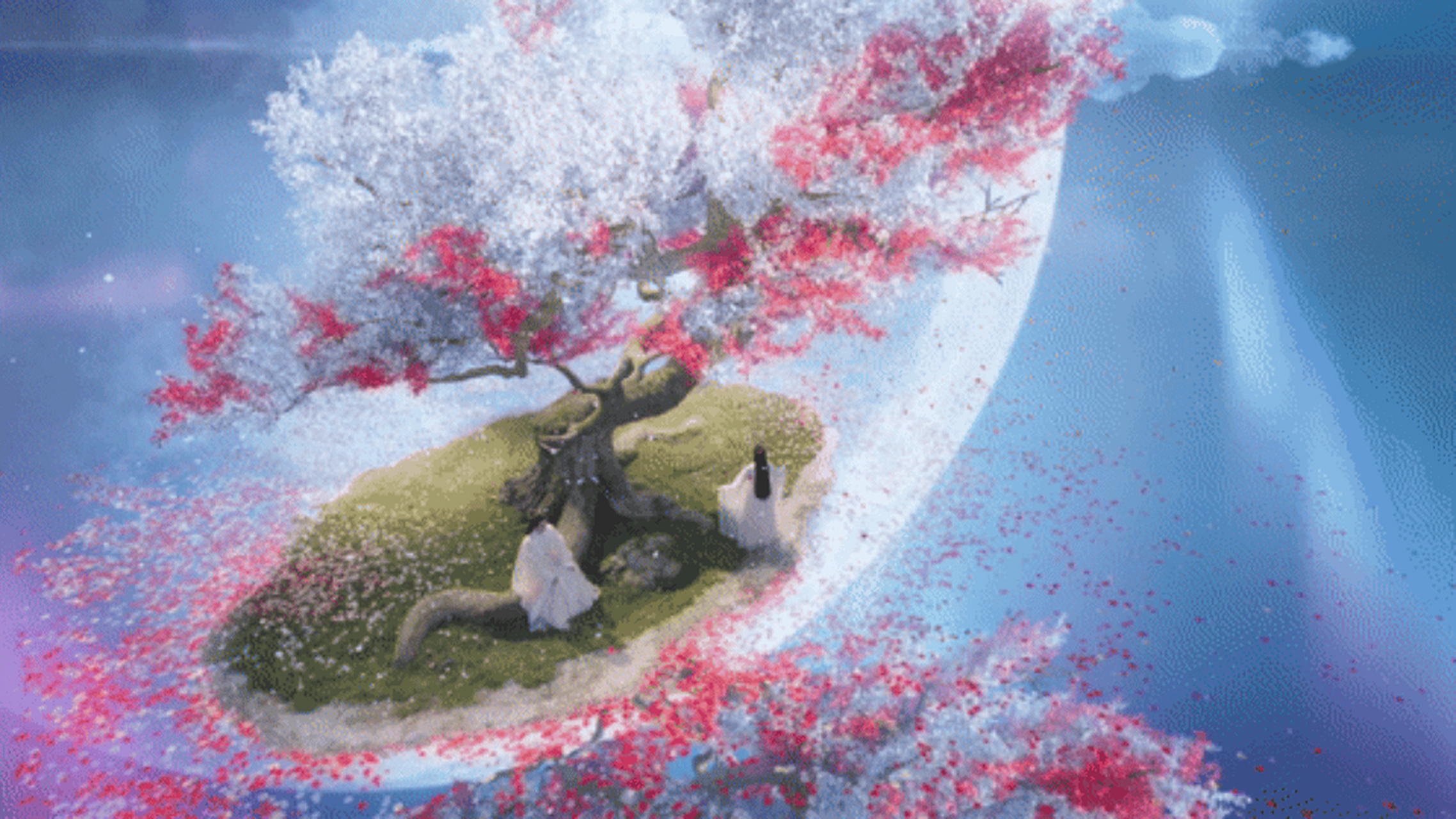 玉骨遥# #肖战# 时影朱颜含泪诀别,许愿树是时影一尘不染的精神结界