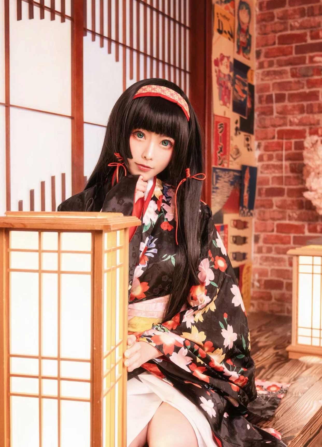 cosplay:「美少女万华镜」莲华和服,确实是标准的黑长直美少女