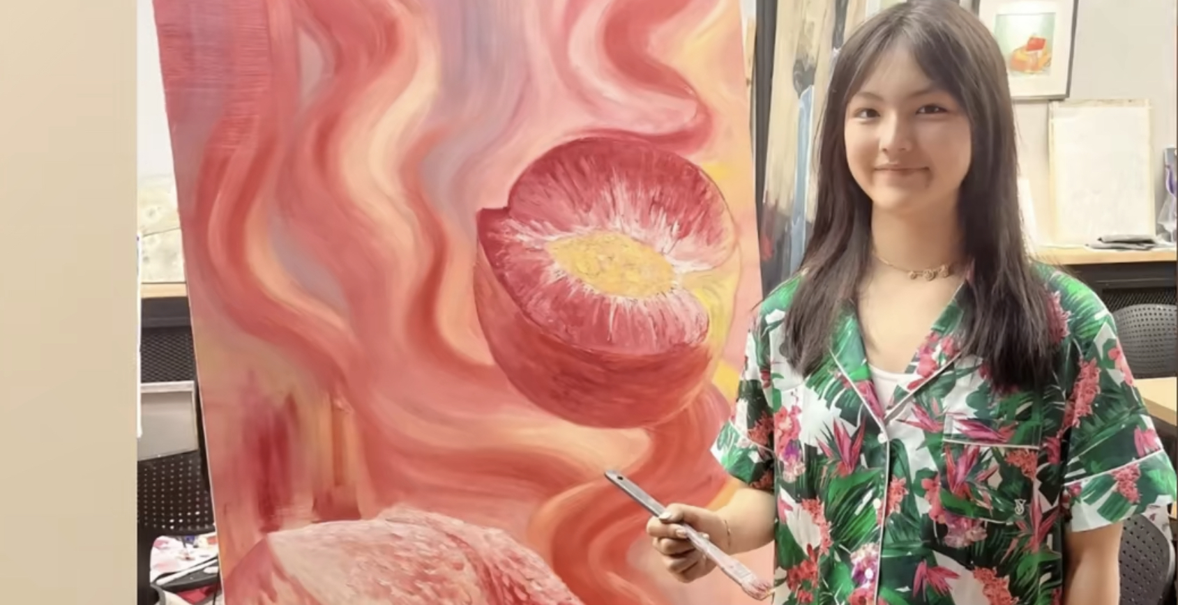 王诗龄再现惊人绘画天赋!完美遗传王晖艺术细胞