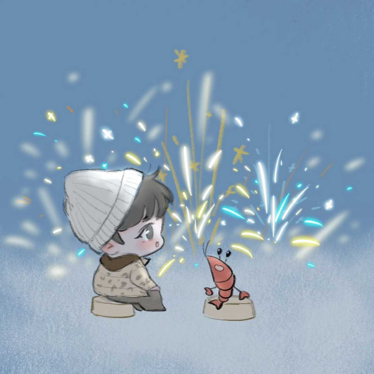 骄阳伴我# 剧里盛阳放烟花那场戏太浪漫了,剧外肖战手画烟花给小飞 